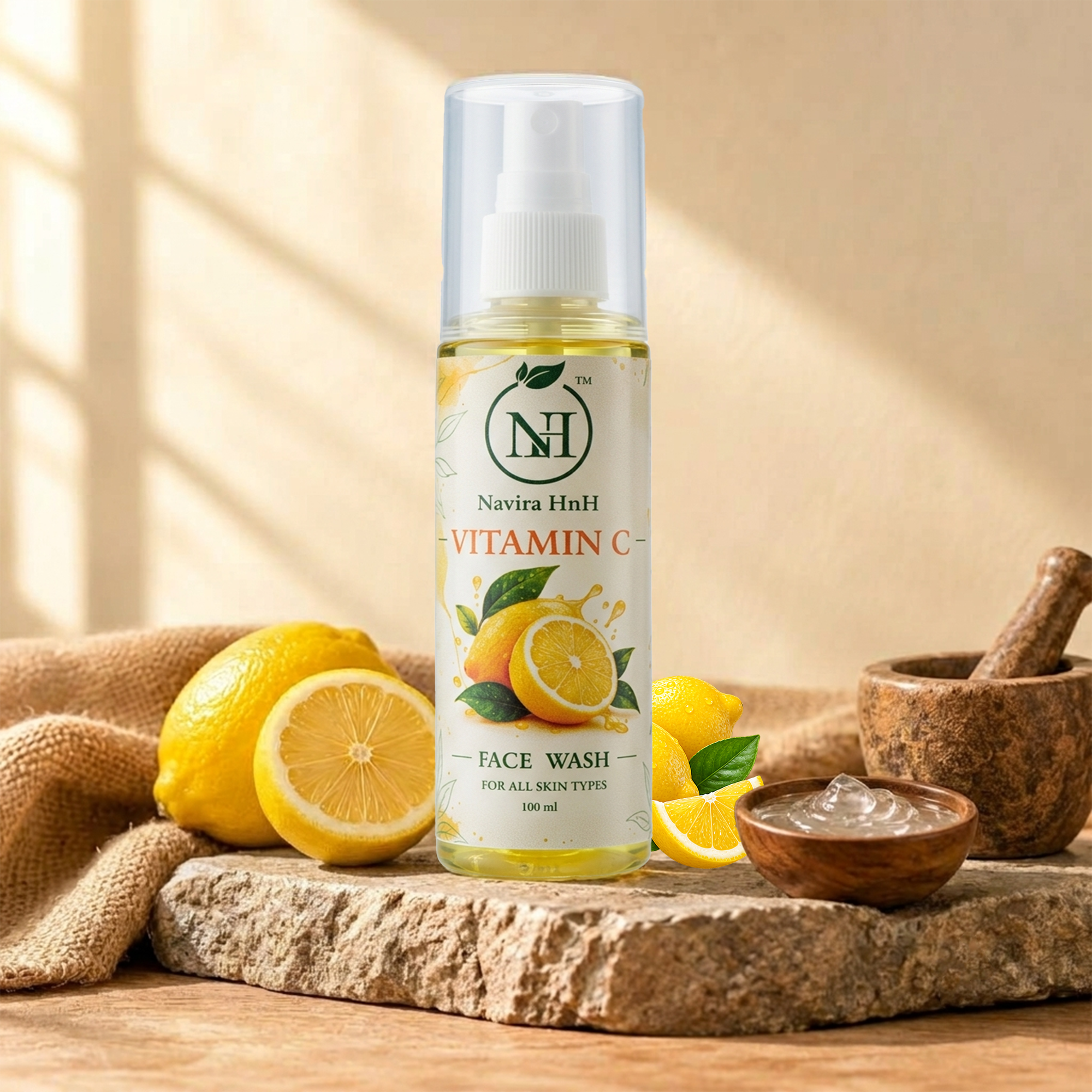 Navira HnH Vitamin C Face Wash with Lemon | Brightening Facial Cleanser for Glowing Skin | 100 ml